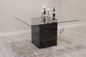Manhattan Comfort Perry 1.8 - 55.12 in Sleek Tempered Glass Table Top in Black Gloss-Minimal & Modern