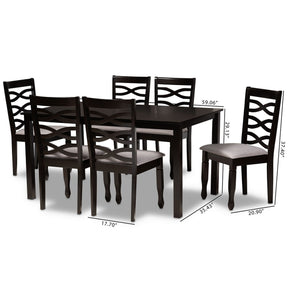 Baxton Studio Lanier Modern and Contemporary Grey Fabric Upholstered and Dark Brown Finished Wood 7-Piece Dining Set