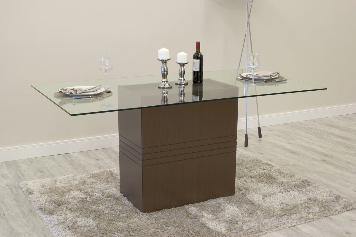 Manhattan Comfort Perry 1.6 - 70.87 in Sleek Tempered Glass Table Top in Nut Brown-Minimal & Modern