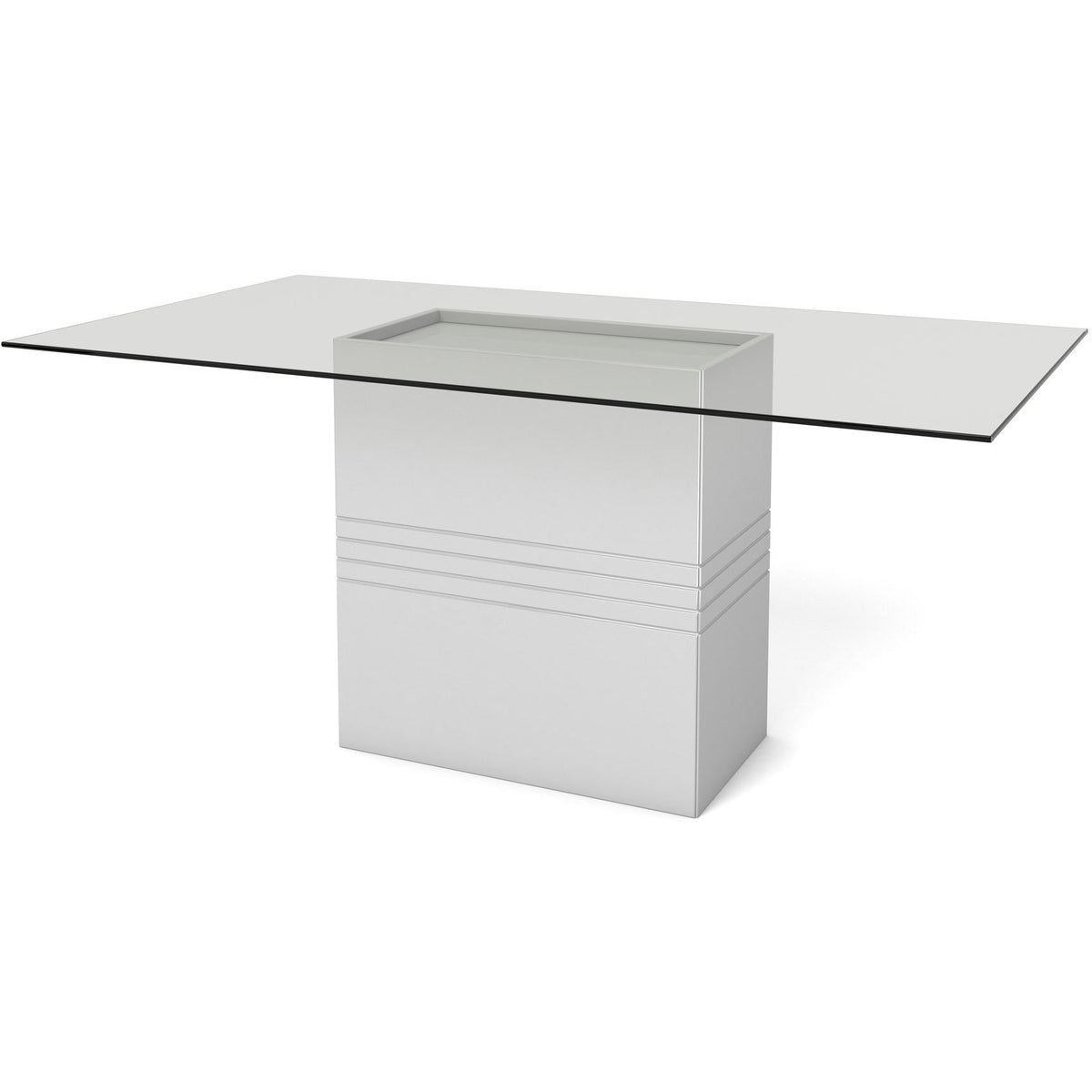 Manhattan Comfort Perry 1.6 - 70.87 in Sleek Tempered Glass Table Top in White Gloss-Minimal & Modern