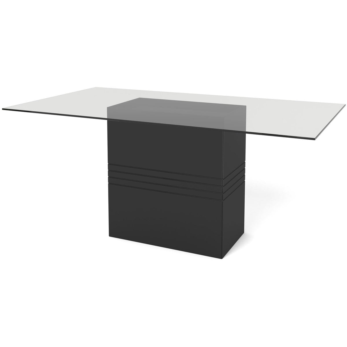 Manhattan Comfort Perry 1.6 - 70.87 in Sleek Tempered Glass Table Top in Black Gloss-Minimal & Modern
