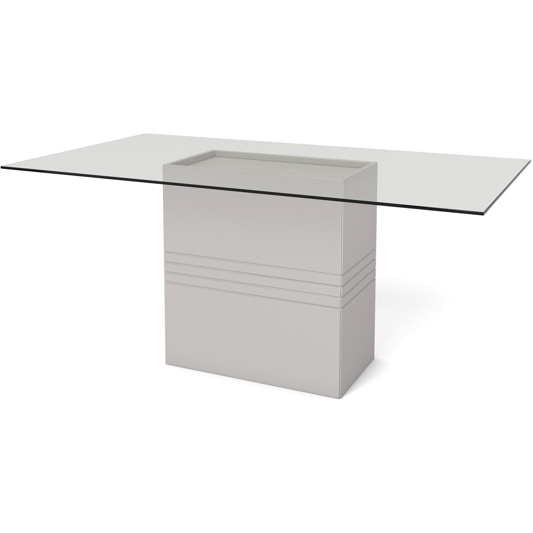 Manhattan Comfort Perry 1.6 - 70.87 in Sleek Tempered Glass Table Top in Off-White-Minimal & Modern