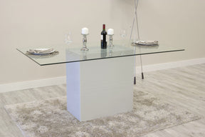 Manhattan Comfort Perry 1.6 - 70.87 in Sleek Tempered Glass Table Top in Off-White-Minimal & Modern