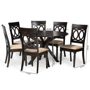 Baxton Studio Jessie Modern and Contemporary Sand Fabric Upholstered and Dark Brown Finished Wood 7-Piece Dining Set