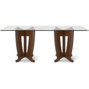 Manhattan Comfort Jane 2.0 -78.64 in Sleek Tempered Glass Table Top in Nut Brown-Minimal & Modern