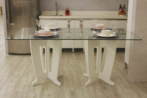 Manhattan Comfort Jane 2.0 -78.64 in Sleek Tempered Glass Table Top in White Gloss-Minimal & Modern