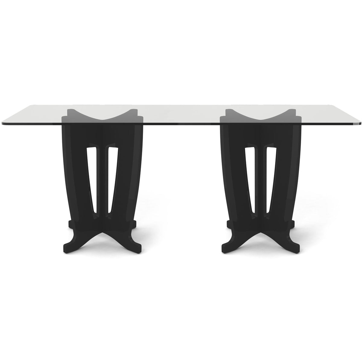 Manhattan Comfort Jane 2.0 -78.64 in Sleek Tempered Glass Table Top in Black Gloss-Minimal & Modern