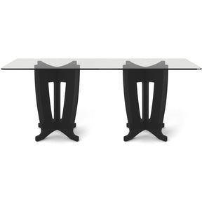 Manhattan Comfort Jane 2.0 -78.64 in Sleek Tempered Glass Table Top in Black Gloss-Minimal & Modern