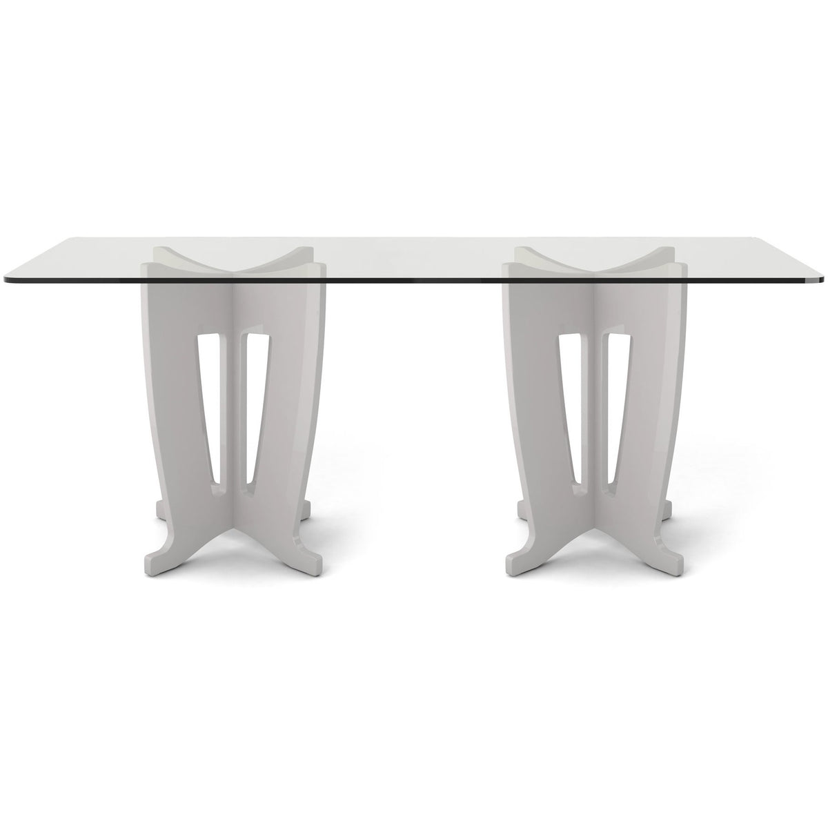 Manhattan Comfort Jane 2.0 -78.64 in Sleek Tempered Glass Table Top in Off-White-Minimal & Modern