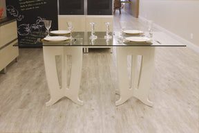 Manhattan Comfort Jane 2.0 -78.64 in Sleek Tempered Glass Table Top in Off-White-Minimal & Modern
