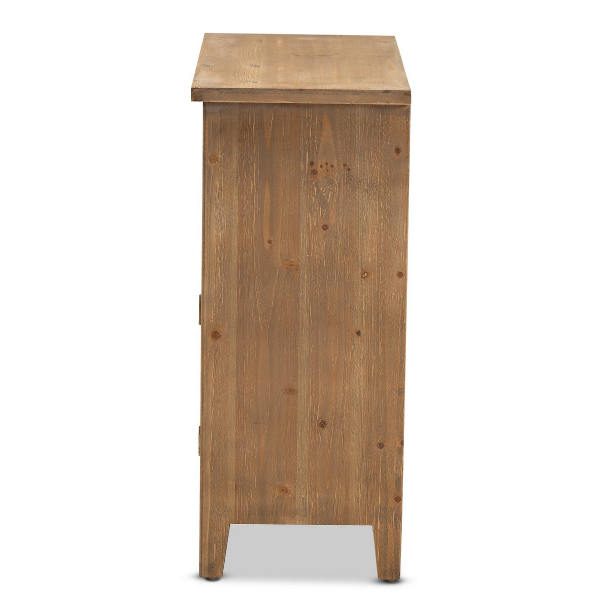 Baxton Studio Clement Rustic Transitional Medium Oak Finished 2-Door and 2-Drawer Wood Spindle Accent Storage Cabinet