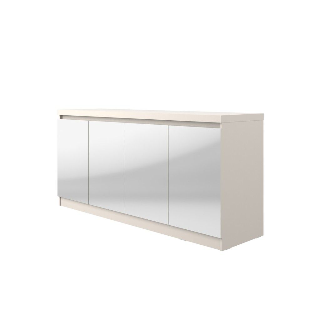Manhattan Comfort Viennese 62.99 in. 6- Shelf Buffet Cabinet with Mirrors in Off White
