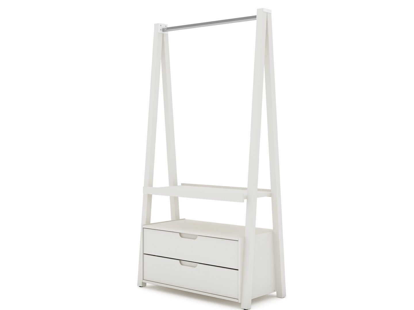 Manhattan Comfort Rockefeller Mid-Century - Modern Open Wardrobe Armoire Closet with 2 Drawers in Off White and Nature