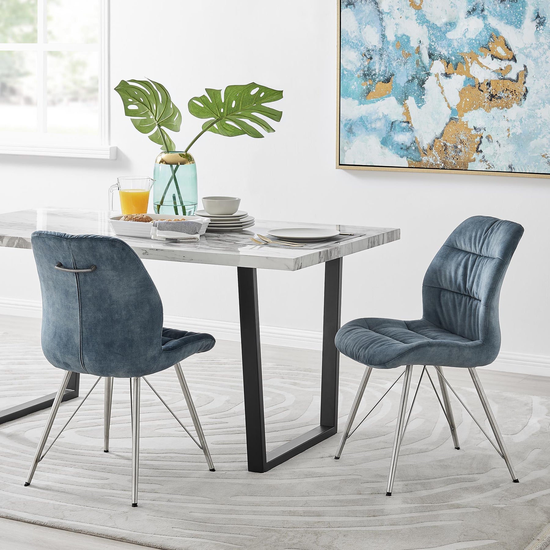 Raven Velvet Fabric Dining Side Chair (Set of 2) by New Pacific Direct - 1060018