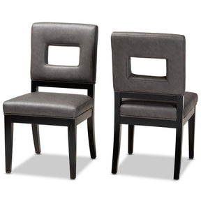 Baxton Studio Faustino Modern and Contemporary Grey Faux Leather Upholstered Black Finished Wood 2-Piece Dining Chair Set Baxton Studio- Dining Chairs-Minimal And Modern - 1