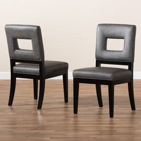 Baxton Studio Faustino Modern and Contemporary Grey Faux Leather Upholstered Black Finished Wood 2-Piece Dining Chair Set