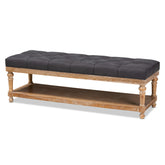 Baxton Studio Linda Modern and Rustic Charcoal Linen Fabric Upholstered and Greywashed Wood Storage Bench Baxton Studio-benches-Minimal And Modern - 1
