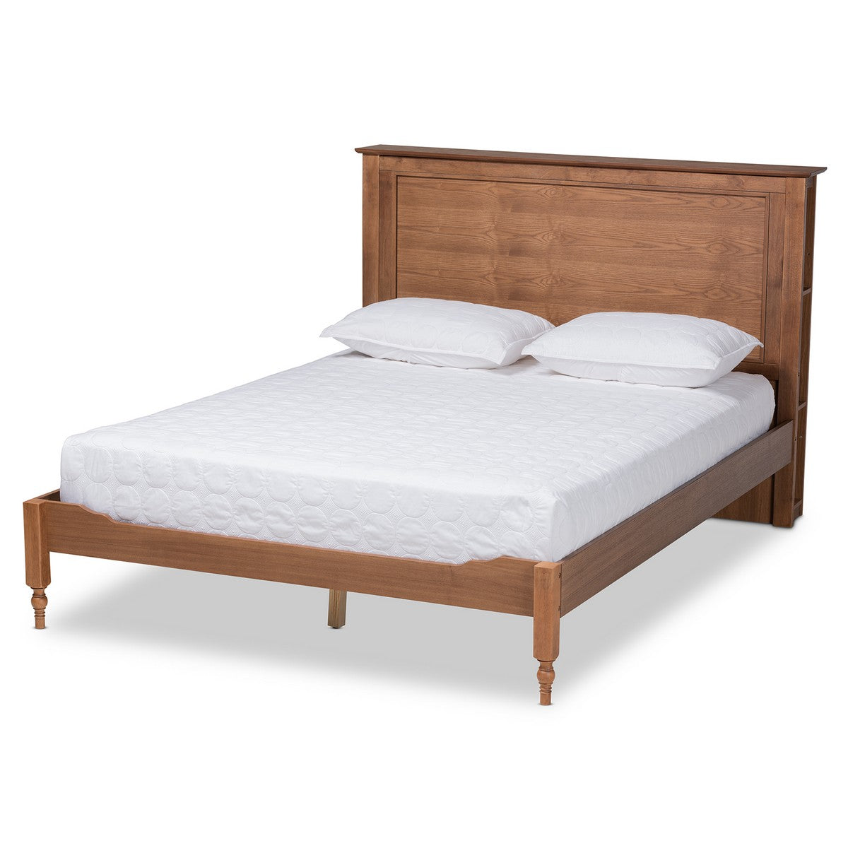 Baxton Studio Danielle Traditional and Transitional Rustic Ash Walnut Brown Finished Wood King Size Platform Storage Bed with Built-In Shelves Baxton Studio-beds-Minimal And Modern - 1