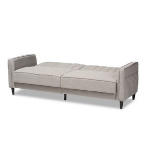 Baxton Studio Colby Mid-Century Modern Light Grey Fabric Upholstered Sleeper Sofa