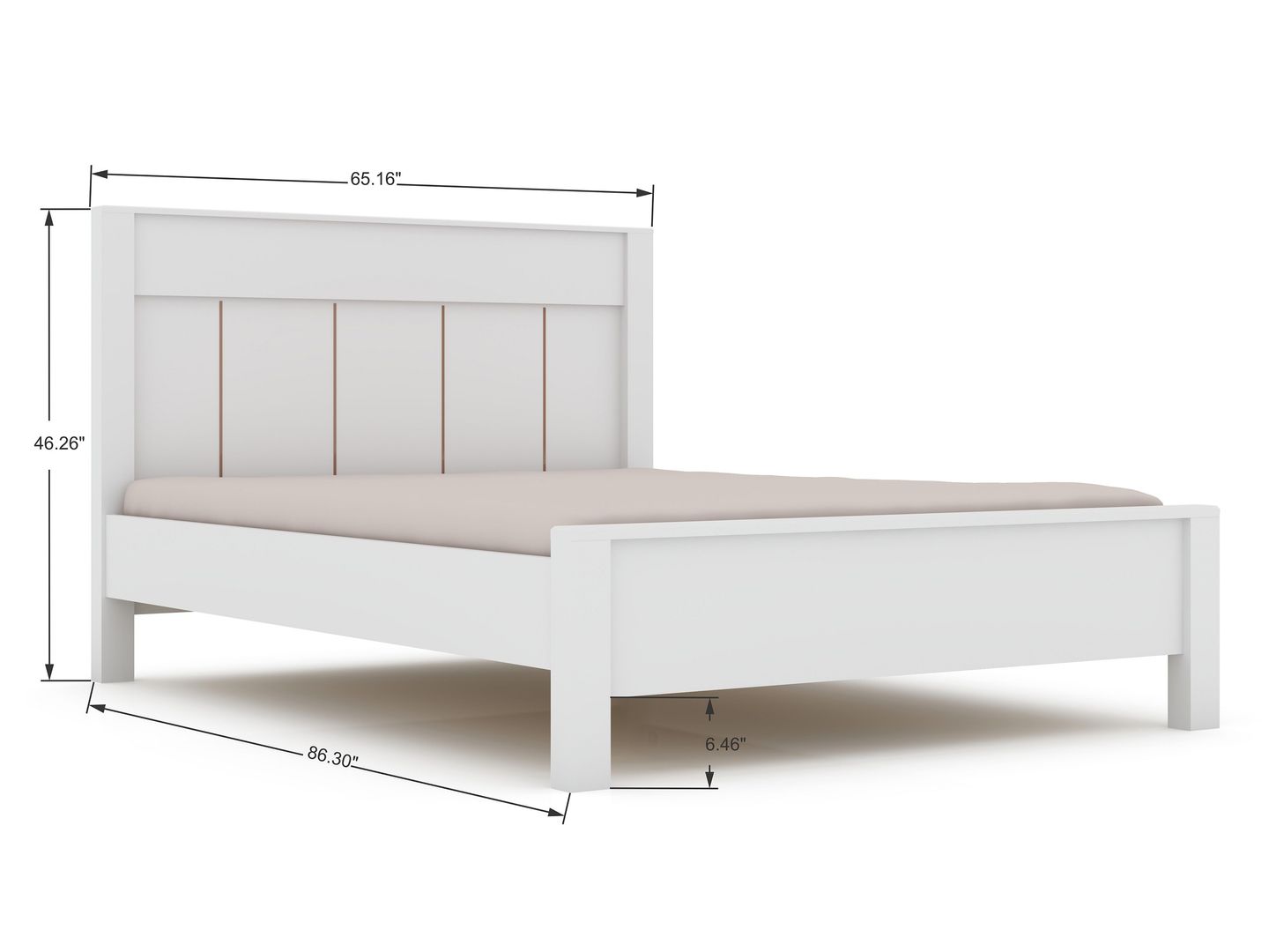 Manhattan Comfort Gramercy Queen-size Modern Bedframe with Headboard in White