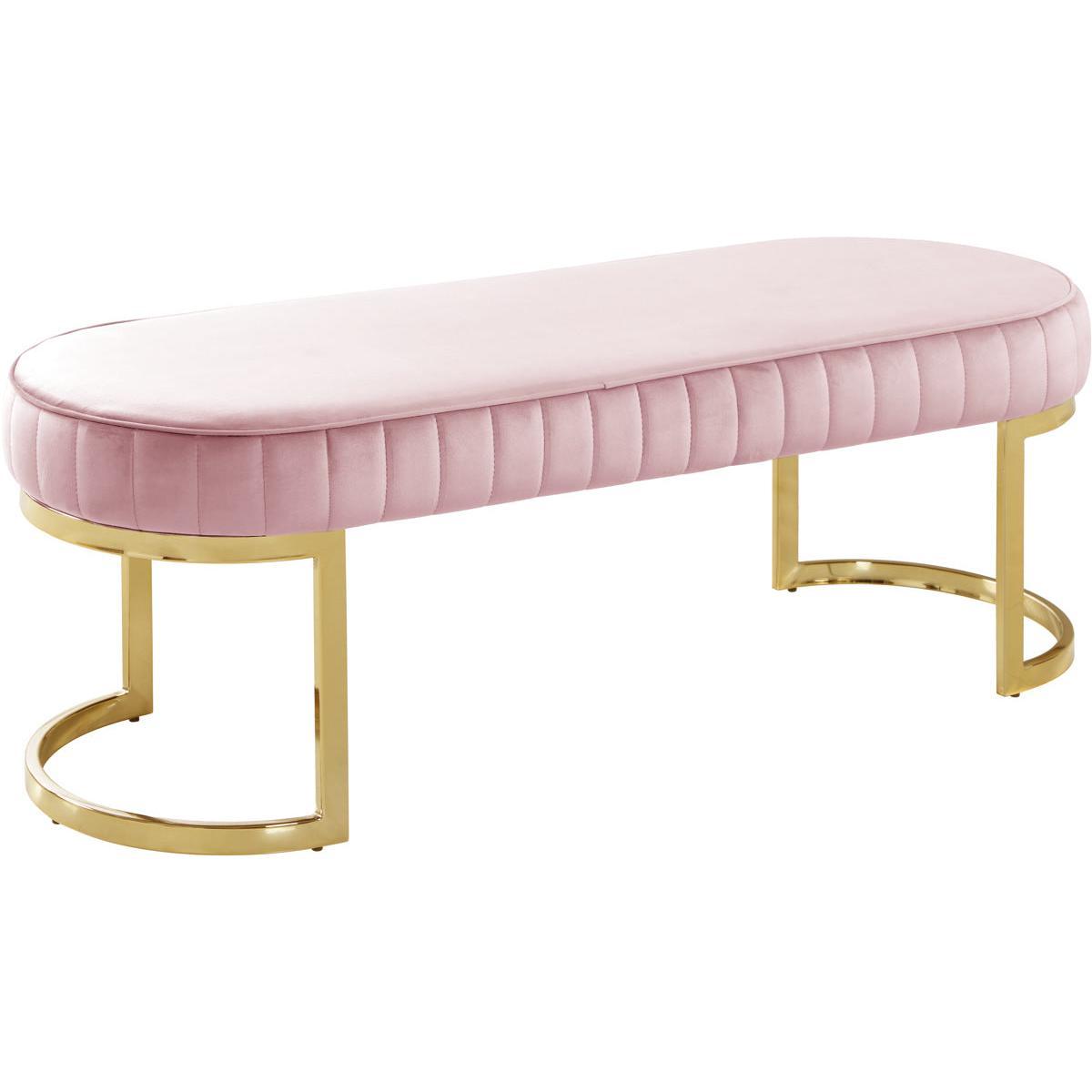 Meridian Furniture Lemar Pink Velvet BenchMeridian Furniture - Bench - Minimal And Modern - 1