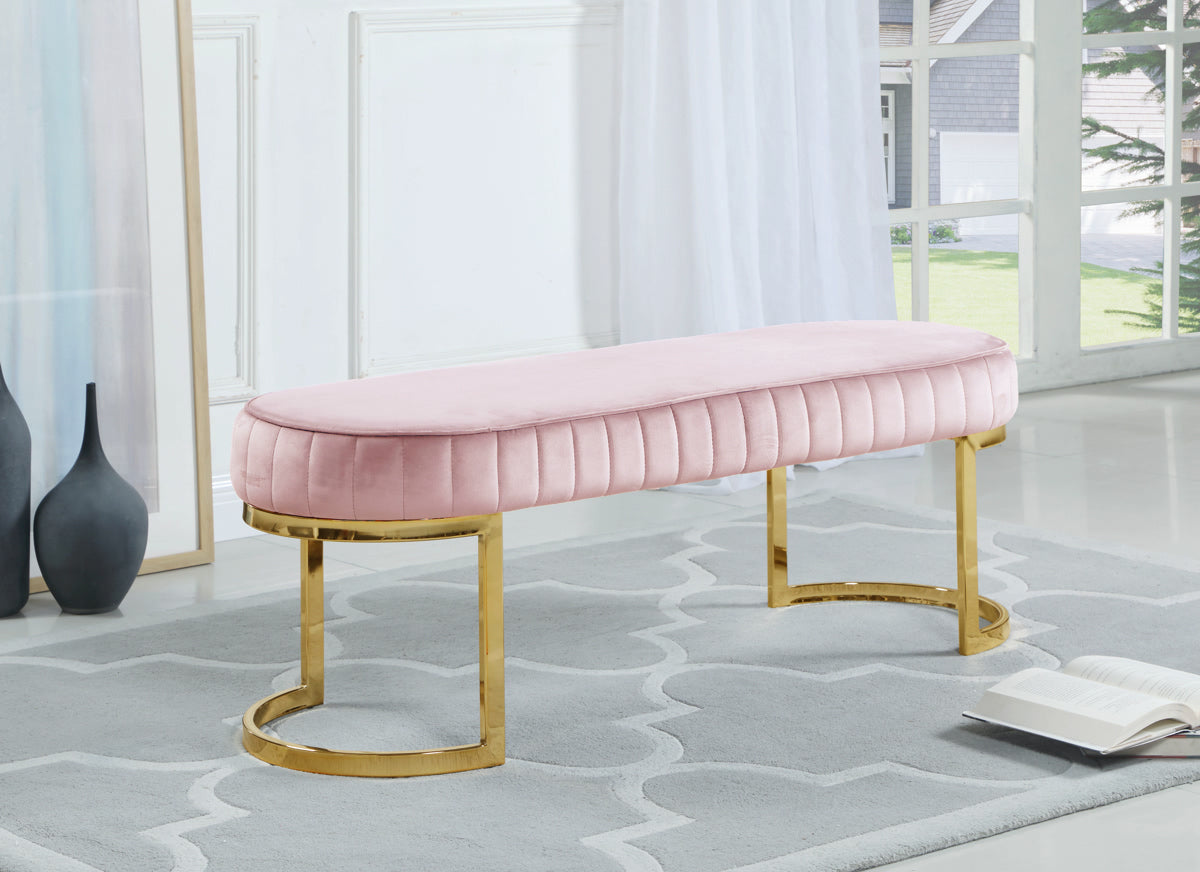 Meridian Furniture Lemar Pink Velvet Bench