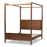 Baxton Studio Veronica Modern and Contemporary Walnut Brown Finished Wood King Size Platform Canopy Bed Baxton Studio-beds-Minimal And Modern - 1