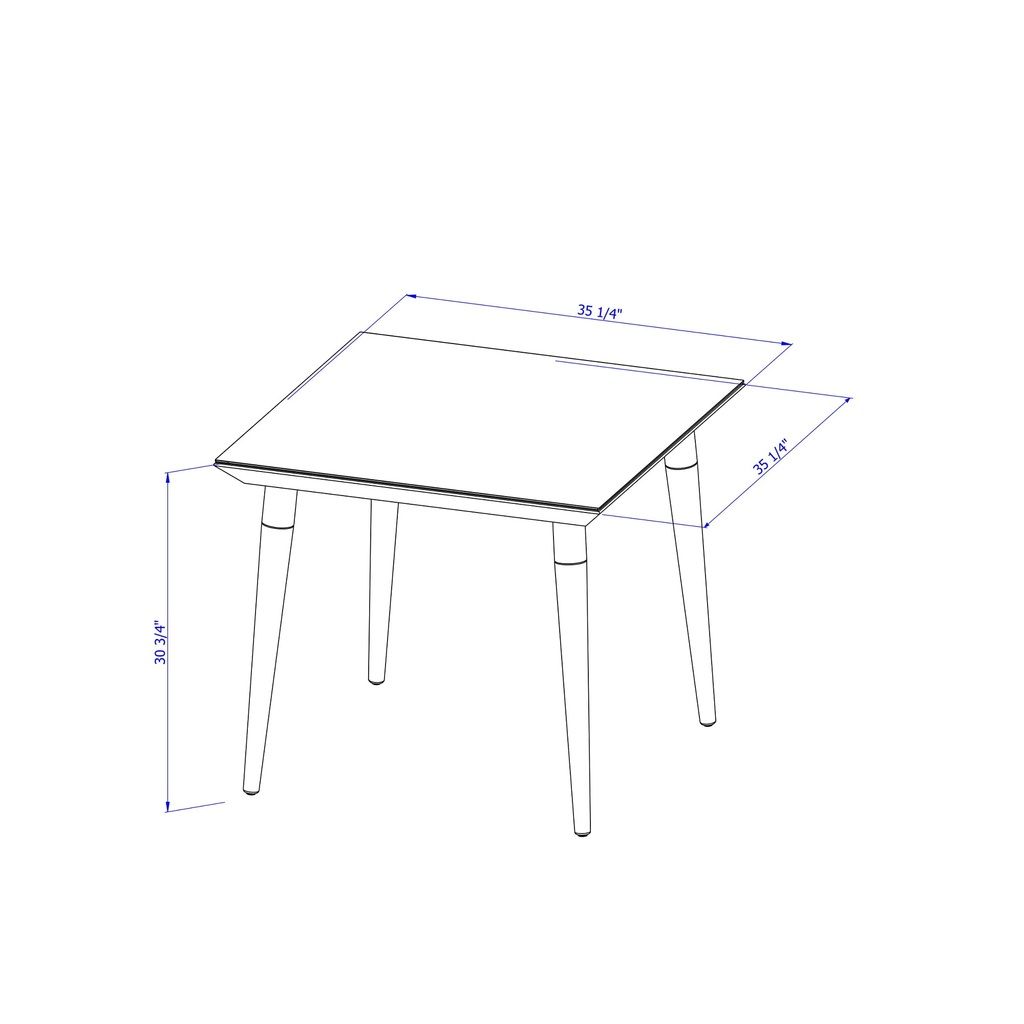 Manhattan Comfort Utopia 35.43" Modern Beveled Square Dining Table with Glass Top in White Gloss