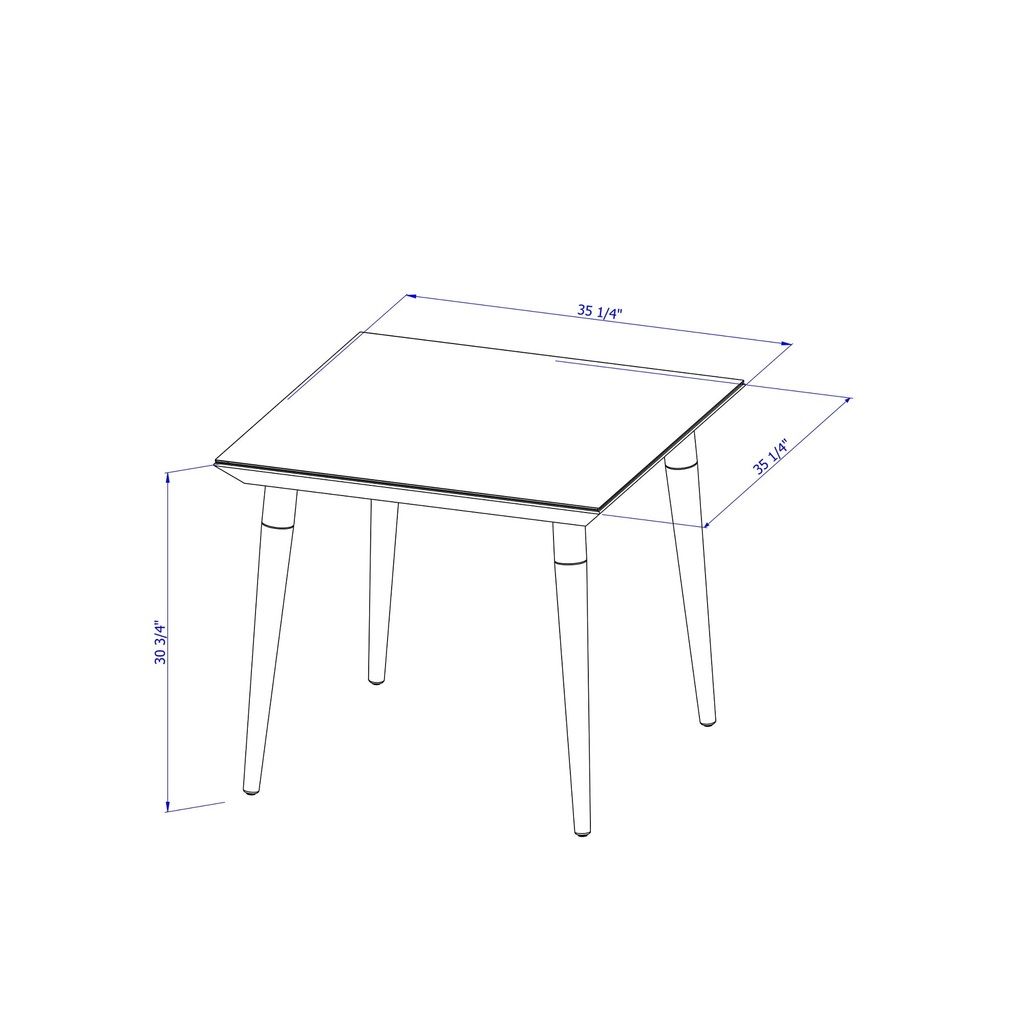Manhattan Comfort Utopia 35.43" Modern Beveled Square Dining Table with Glass Top in Off White