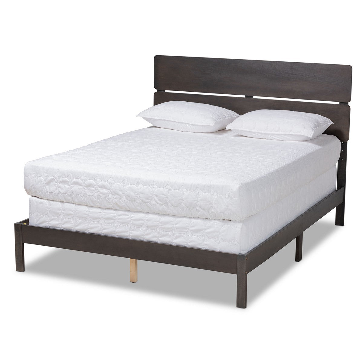 Baxton Studio Anthony Modern and Contemporary Dark Grey Oak Finished Wood King Size Panel Bed Baxton Studio-beds-Minimal And Modern - 1