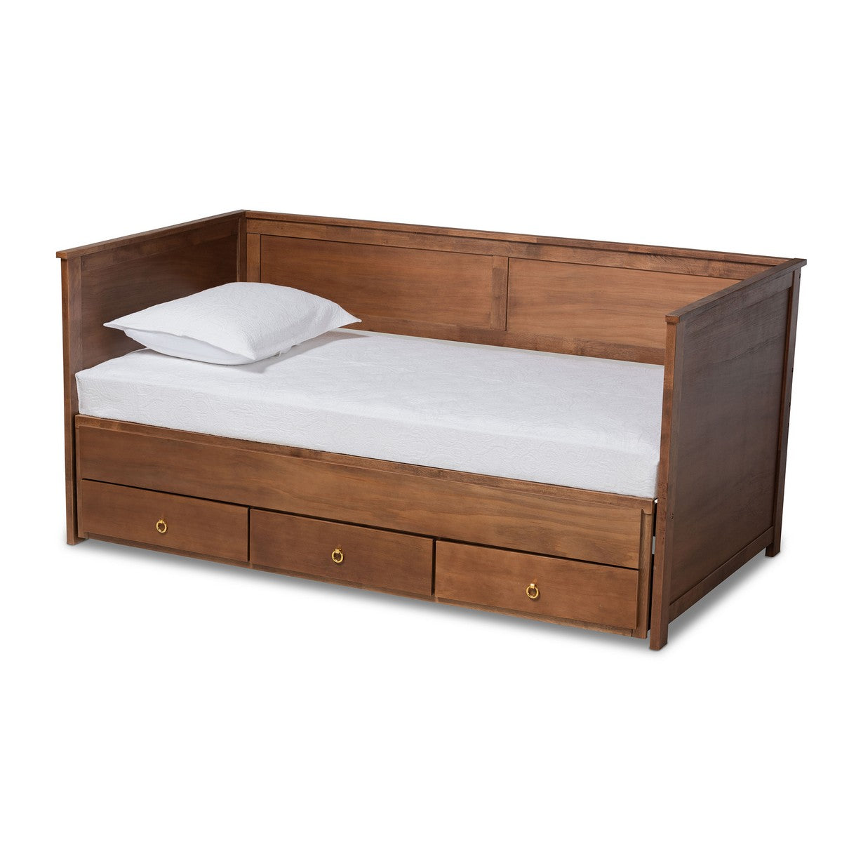 Baxton Studio Thomas Classic and Traditional Walnut Brown Finished Wood Expandable Twin Size to King Size Daybed with Storage Drawers Baxton Studio-daybed-Minimal And Modern - 1