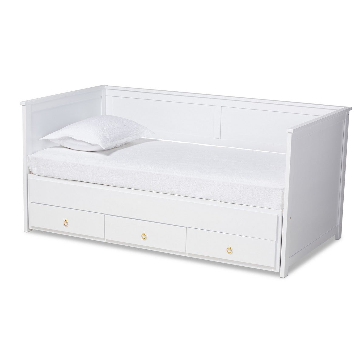 Baxton Studio Thomas Classic and Traditional White Finished Wood Expandable Twin Size to King Size Daybed with Storage Drawers Baxton Studio-daybed-Minimal And Modern - 1