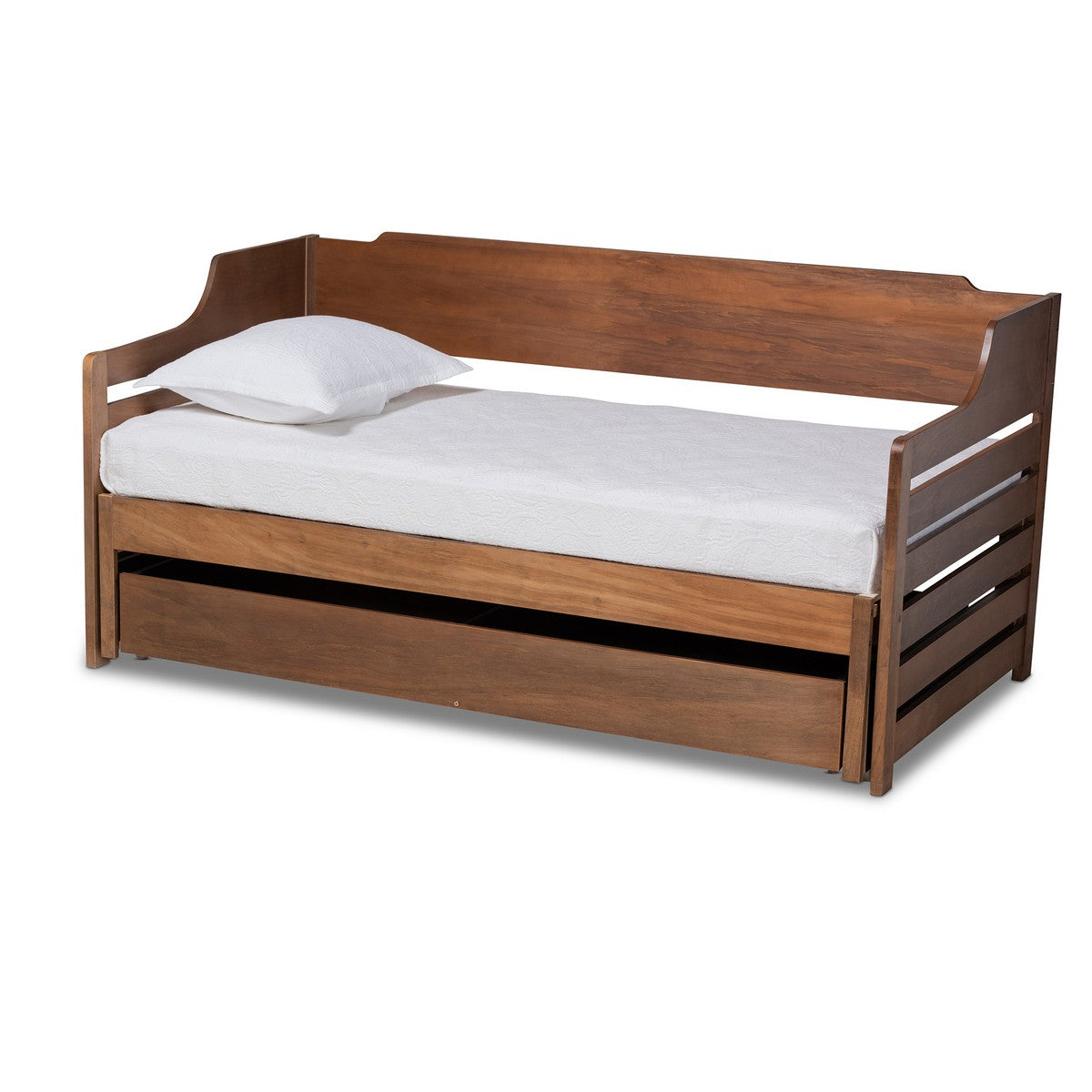 Baxton Studio Jameson Modern and Transitional Walnut Brown Finished Expandable Twin Size to King Size Daybed with Storage Drawer Baxton Studio-daybed-Minimal And Modern - 1