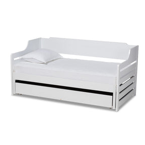 Baxton Studio Jameson Modern and Transitional White Finished Expandable Twin Size to King Size Daybed with Storage Drawer Baxton Studio-daybed-Minimal And Modern - 1