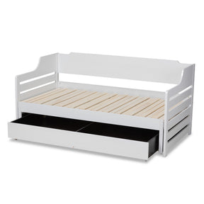 Baxton Studio Jameson Modern and Transitional White Finished Expandable Twin Size to King Size Daybed with Storage Drawer