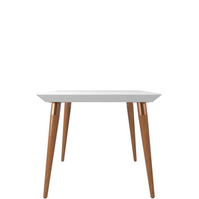 Manhattan Comfort Utopia 47.24" Modern Beveled Rectangular Dining Table with Glass Top in White Gloss
