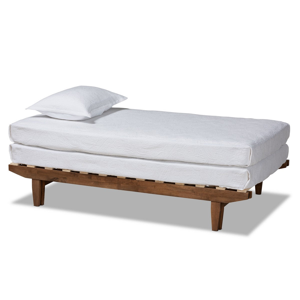 Baxton Studio Hiro Modern and Contemporary Walnut Finished Wood Expandable Twin Size to King Size Bed Frame