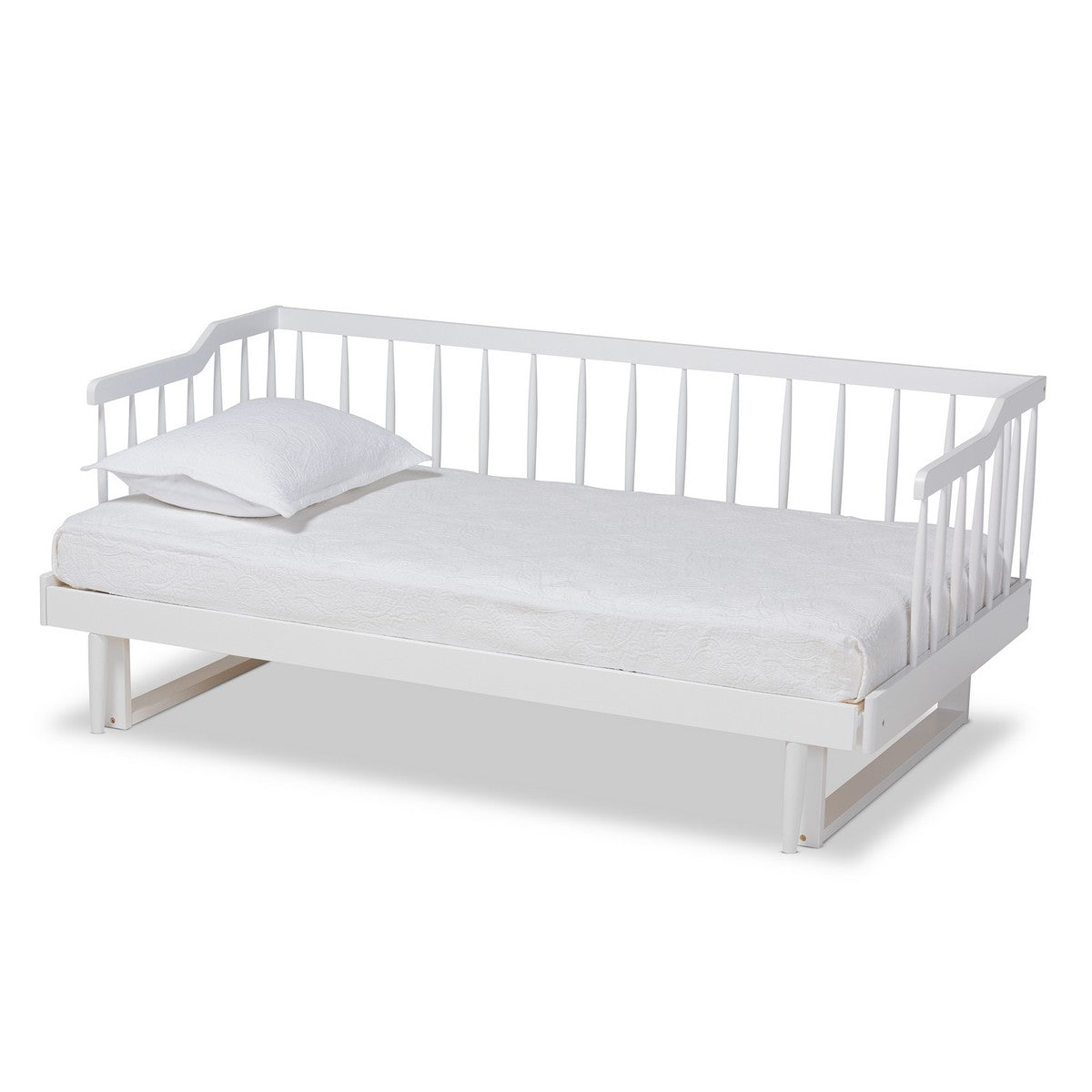 Baxton Studio Muriel Modern and Transitional White Finished Wood Expandable Twin Size to King Size Spindle Daybed Baxton Studio-daybed-Minimal And Modern - 1