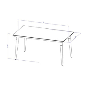 Manhattan Comfort Utopia 62.99" Modern Beveled Rectangular Dining Table with Glass Top in White Gloss