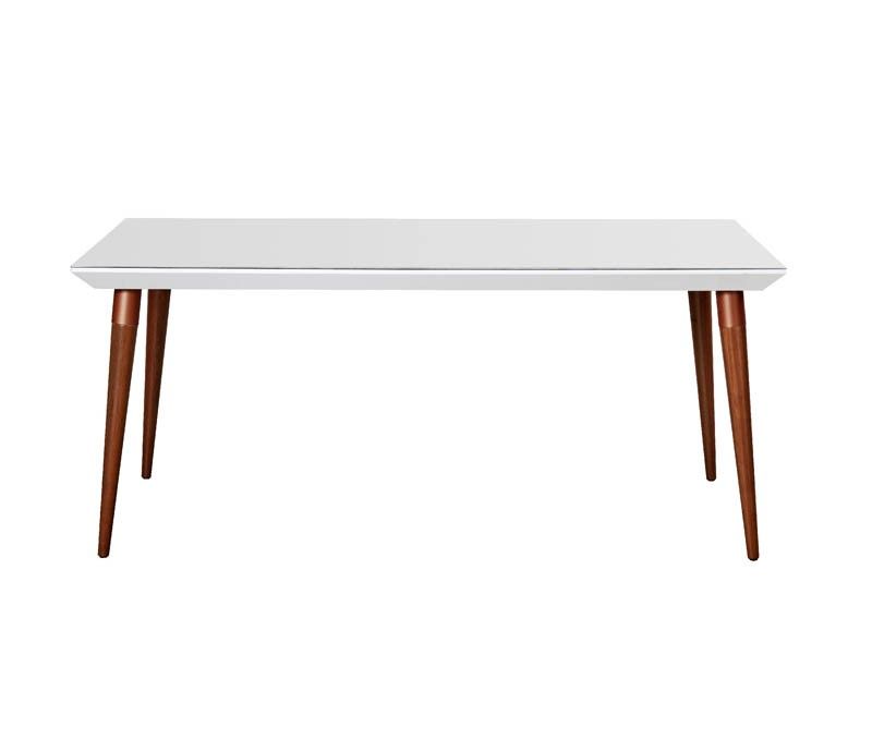 Manhattan Comfort Utopia 62.99" Modern Beveled Rectangular Dining Table with Glass Top in White Gloss