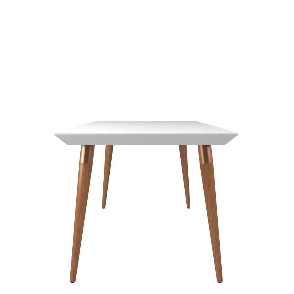Manhattan Comfort Utopia 70.86" Modern Beveled Rectangular Dining Table with Glass Top in White Gloss