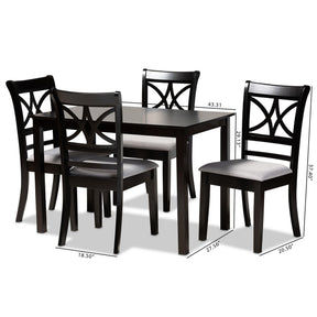 Baxton Studio Clarke Modern and Contemporary Grey Fabric Upholstered and Espresso Brown Finished Wood 5-Piece Dining Set
