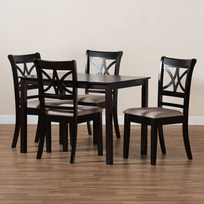 Baxton Studio Clarke Modern and Contemporary Sand Fabric Upholstered and Espresso Brown Finished Wood 5-Piece Dining Set