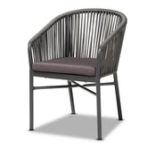 Baxton Studio Marcus Modern and Contemporary Grey Finished Rope and Metal Outdoor Dining Chair Baxton Studio-Outdoor Dining-Minimal And Modern - 1