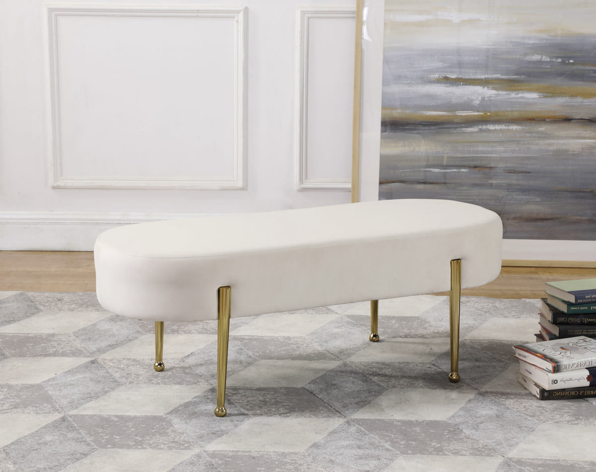 Meridian Furniture Gia Cream Velvet Bench