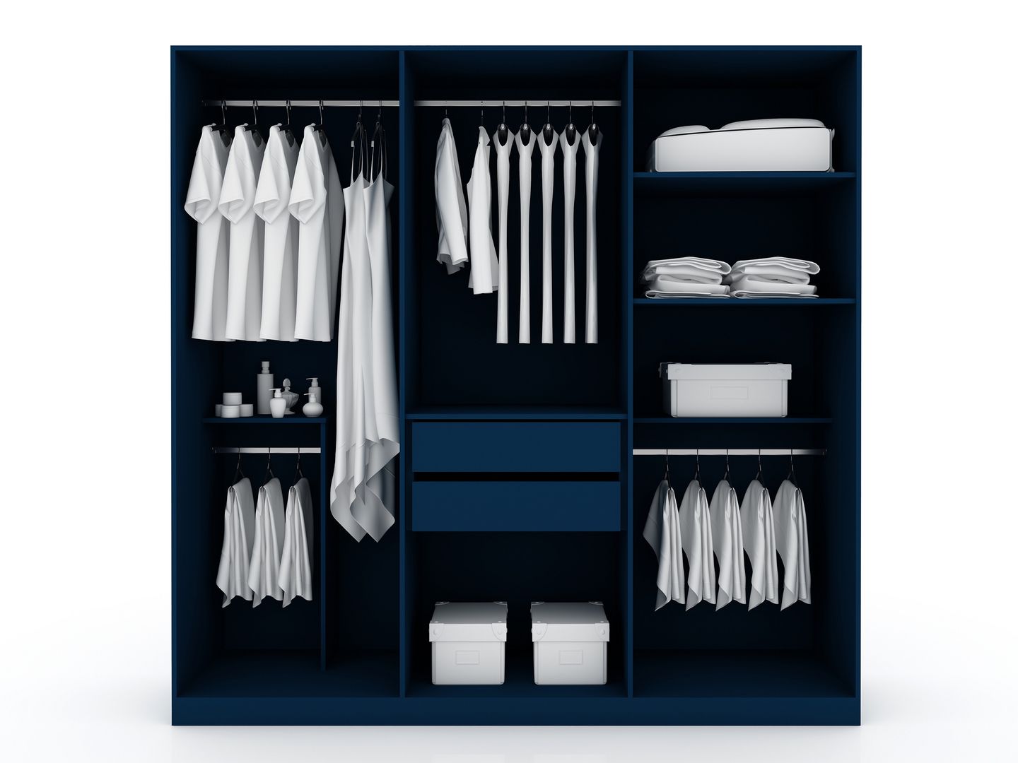 Manhattan Comfort Gramercy Modern Freestanding Wardrobe Armoire Closet in Tatiana Midnight Blue