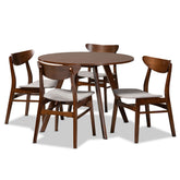 Baxton Studio Philip Mid-Century Modern Transitional Light Grey Fabric Upholstered and Walnut Brown Finished Wood 5-Piece Dining Set Baxton Studio-Dining Sets-Minimal And Modern - 1