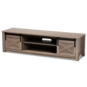 Baxton Studio Bruna Modern and Contemporary Farmhouse White-Washed Oak Finished TV Stand Baxton Studio-TV Stands-Minimal And Modern - 1