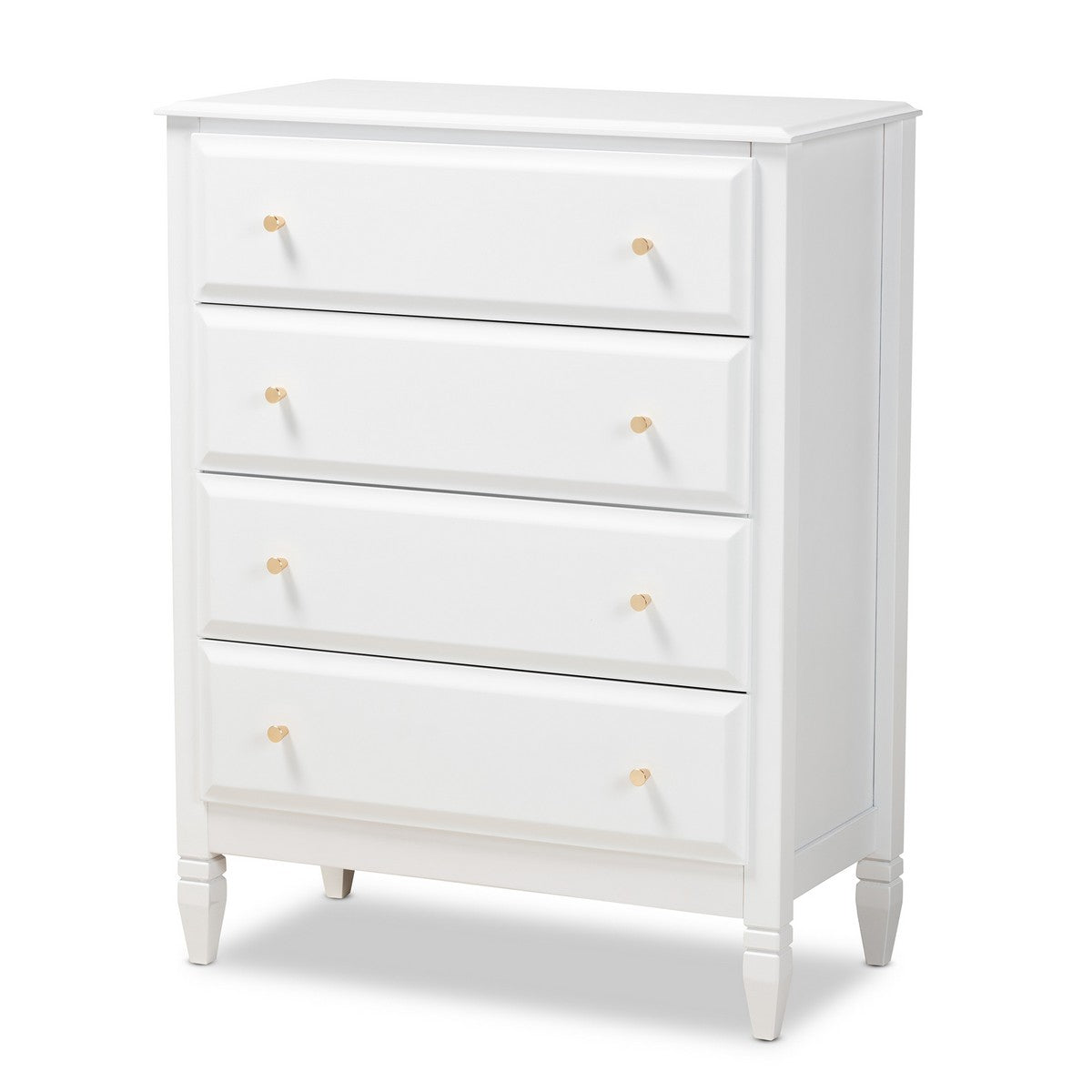 Baxton Studio Naomi Classic and Transitional White Finished Wood 4-Drawer Bedroom Chest Baxton Studio-Chests-Minimal And Modern - 1