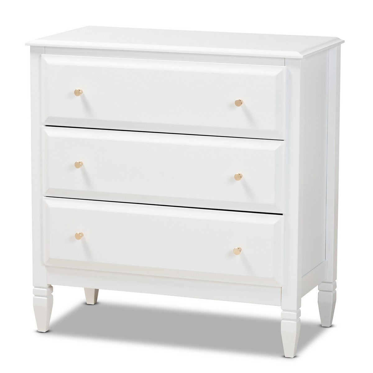 Baxton Studio Naomi Classic and Transitional White Finished Wood 3-Drawer Bedroom Chest Baxton Studio-Chests-Minimal And Modern - 1